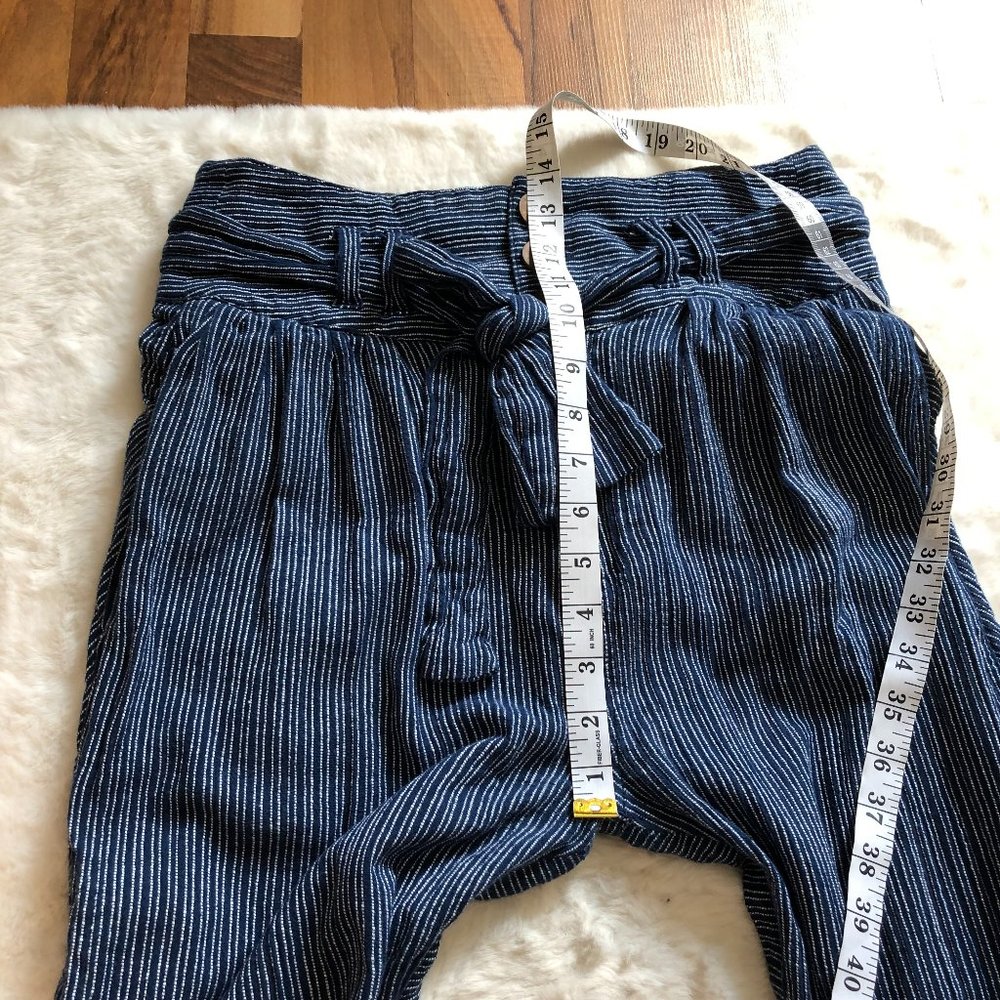 Free People Stripe High Waist Paper Bag belted Pants Size 4 - Picture 10 of 11